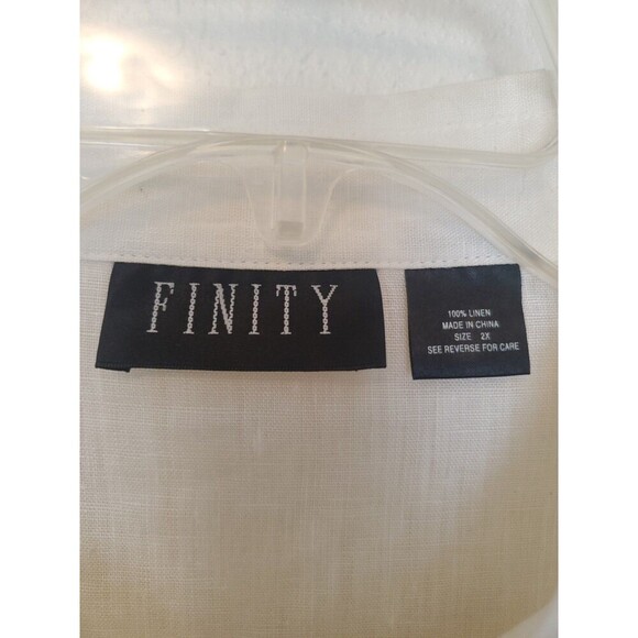 Finity 100% Linen Shirt Open Front Button Up Tunic Collared Vintage Womens 2XL - Picture 3 of 16